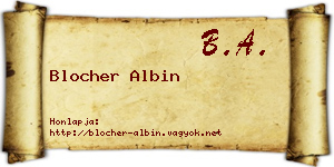 Blocher Albin névjegykártya